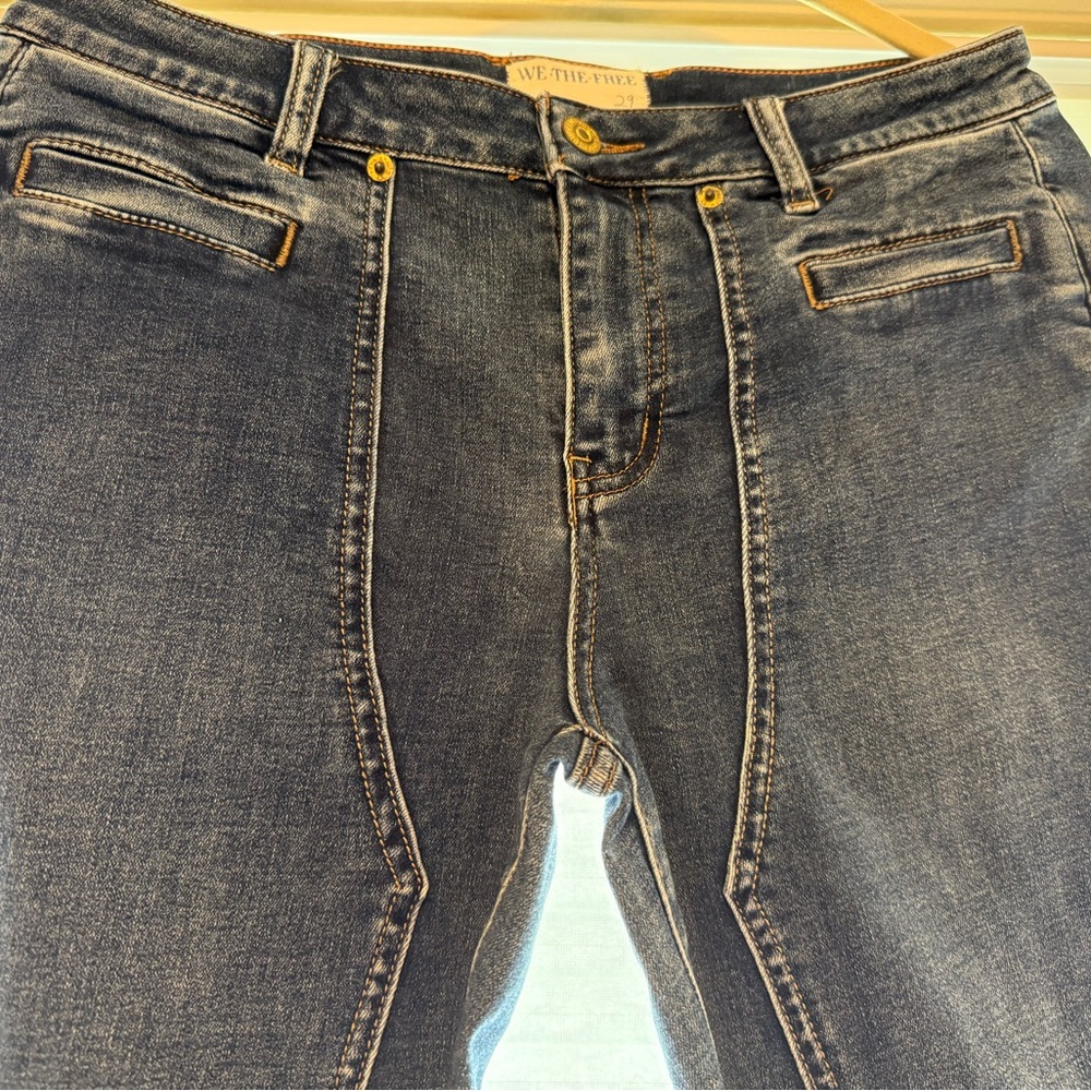 We The Free (FreePeople) Flare Low-Rise Medium-Dark Wash Denim Jeans